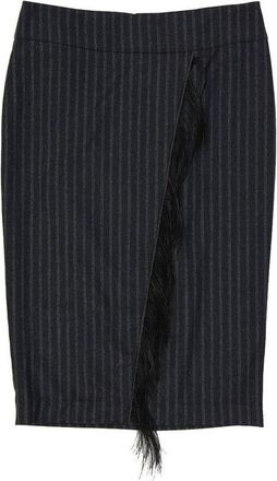 Brunello Cucinelli Gray Virgin Wool Midi Womens Skirt