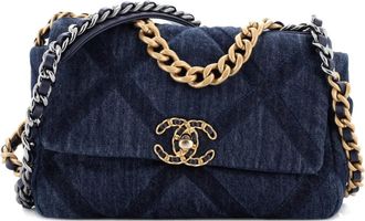 Chanel 19 Flap Bag Quilted Denim Medium shoulder bag - Blu