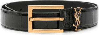 Saint Laurent Cassandre Belt - female - Saint Laurent - Belts - Black - 90 CM - Accessories