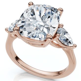Pompeii3 Certified 5 1/2Ct Annie Cushion Diamond Engagement Ring 14k Gold or Pt Lab Grown