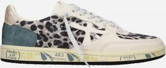 Premiata Womens Bskt Clad 8169 Leopard Sneaker In Beige