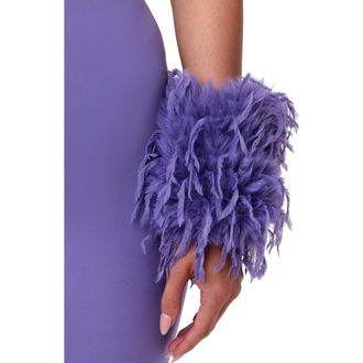 Naked Wardrobe Faux Feather Wrist Cuffs in Lavender at Nordstrom