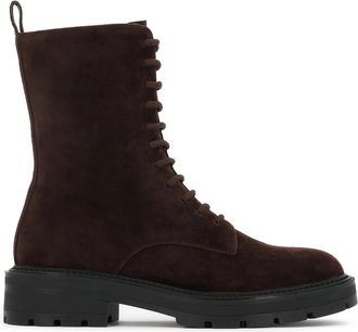 Kazar Su&egrave;de laarzen met hoge schacht - Dames - Veterlaarzen - Bruin - 39 EU - Su&egrave;de - Schoenen
