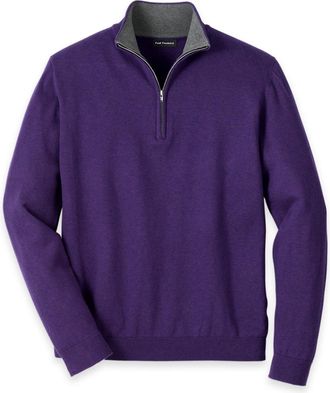 Paul Fredrick Supima Cotton Quarter Zip Mock Neck Sweater