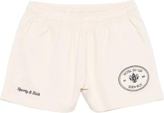 Sporty & Rich Shorts con logo ricamato - Toni neutri
