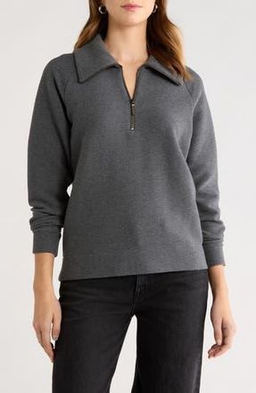 Caslon Ottoman Half Zip Pullover in Grey Dark Charcoal Heather at Nordstrom Rack, Size Xx-Small