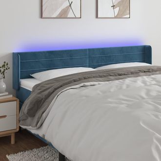 vidaXL Cabecero Con Led De Terciopelo Azul Oscuro 183x16x78/88 Cm Vidaxl