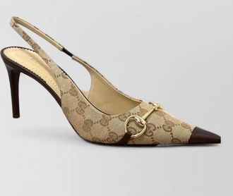 Gucci logo-print slingback pumps