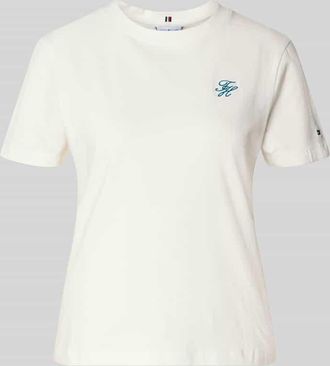 Tommy Hilfiger Regular Fit T-Shirt aus Baumwoll-Mix in Ecru, Gr&ouml;&szlig;e XL