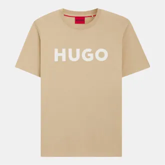 HUGO BOSS Hugo Heren-T-shirt met Dulivio-logo in contrasterende kleuren (Medium Beige)