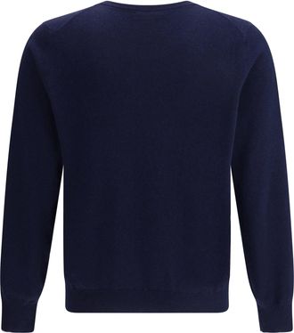 Brunello Cucinelli Mens Cashmere Sweater Navy+grigio Medio Kashmir-Capra Hircus Kashmir/capra