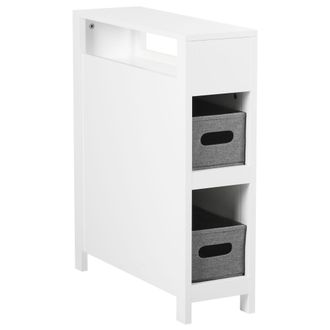 Beliani Beliani - Mueble De Ba&ntilde;o Estrecho Con Cestas 20 X 70 Cm Almacenaje Para Ba&ntilde;o Mdf Blanco Cachi