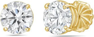 Diana M. Jewels 14kt yellow gold round lab grown stud earrings weighing 1.00 cts tw in a four prong setting