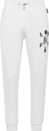 Philipp Plein Hexagon Trainingsbroeken - Heren - Sweatpants - Wit - 2XL - Katoen - Broeken