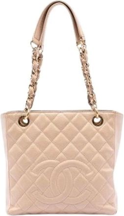 Chanel Pre-owned Shoulder Bags, female, Beige, Size: ONE SIZE Pre-owned Leather Tote
