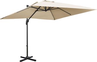 OUTSUNNY 2.7 x 2.7 m Cantilever Parasol Garden Umbrella w/ Cross Base White | TJ Hughes