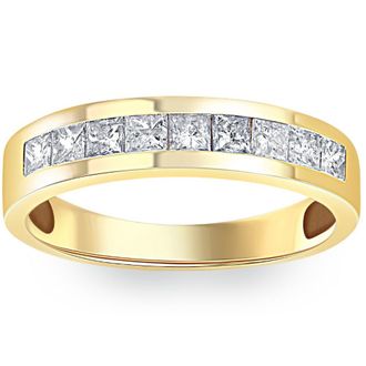 Pompeii3 1ct Princess Cut Diamond Wedding Mens 14k Gold Ring Size Selectable