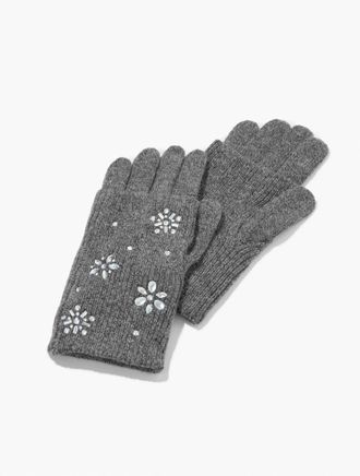 Talbots Snowflake Embellished Soft Knit Gloves - Shadow Heather - 001 Talbots