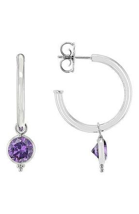 Judith Ripka CZ Dangle Hoop Earrings in Purple/Silver at Nordstrom Rack