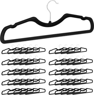 OEM Juego De 50 Perchas De Terciopelo, Perchas Para Trajes Y Pantalones, Antideslizantes, Con Muesca Y Gancho