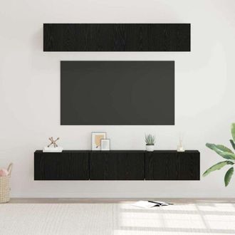 vidaXL Vidaxl - Conjunto De Mueble De Tv Montaje En La Pared 5 Pcs Roble Negro