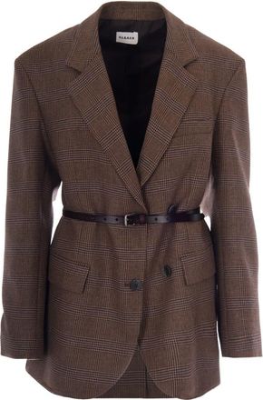 Parosh Brown Plaid Notched Lapel Jacket