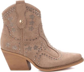 Xti Womens Booties With Rhinestones In Beige