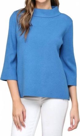 Fate Mock Neck Sweater In French Blue