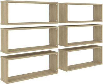 vidaXL Vidaxl - Estante cubo pared 6 uds contrachapado roble Sonoma 60x15x23 cm