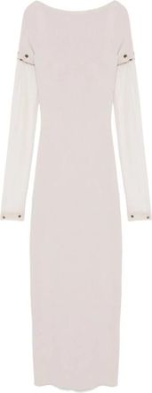 Sportmax Boot Neck Jurk met Afneembare Mouwen - Dames - Maxi kleedjes - Grijs - XS - Kleedjes