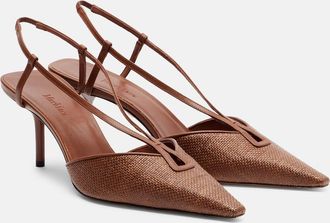 Max Mara Leather-trimmed slingback pumps