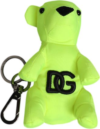 Dolce & Gabbana Green Bear Embroidered Logo Keychain Clasp Mens Keyring