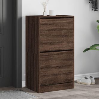 vidaXL Vidaxl - Mueble Zapatero 2 Cajones Abatibles Marr&oacute;n Roble 60x42x108 Cm