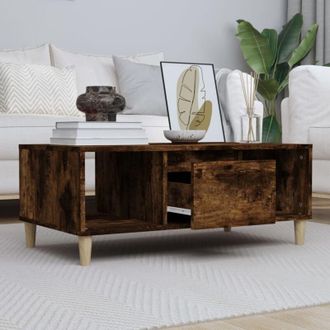 vidaXL Coffee Table Smoked Oak 90x50x36,5 cm Engineered Wood Vidaxl