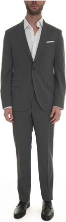 Paoloni Kostuums, Heren, Grijs, L, Wol, Klassiek 2-knoops pak met zijsplitten