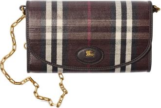 Burberry Highlands check-pattern chain wallet - women - Calf Leather/Viscose/Cotton/Linen/Flax - One Size - Red