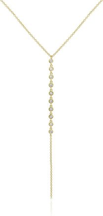 The Lovery Lariat Bezel CZ Necklace 14K Gold Plated Sterling Silver
