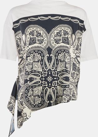 Sandro Multicolor Print Cotton Tie-Waist Crew Neck T-Shirt