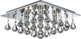 Searchlight Searchlight - Hanna - 4 Light Square Ceiling Semi Flush Light Chrome with Pyramid Crystals, G9