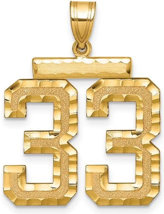 Diamond2Deal 14k Yellow Gold Large Brushed Diamond-cut Number Charm Pendant