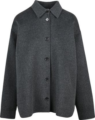 Aspesi Boxy Grey Wool Coat With Classic Collar And Button Closure