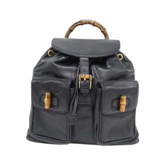 Gucci Pre-owned Backpacks, female, Black, Size: ONE SIZE Pre-owned Leather Backpack