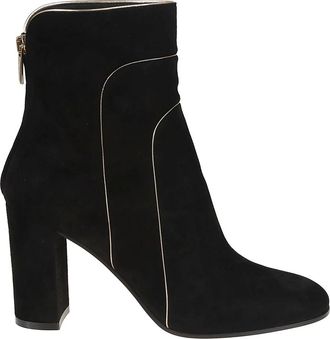 Gianvito Rossi Heeled Boots, female, Black, 4 1/2 UK, Black Suede Booties with Metallic Trim