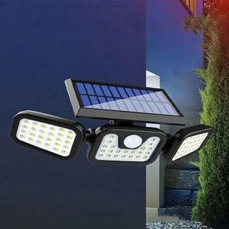 OEM Foco De Seguridad Led Solar Para Exteriores, 800 Lm, Inal&aacute;mbrico, Con Sensor De Movimiento, 3 Cabezales Ajustables, &Aacute;ngulo Amplio De 27&deg;, Resistente A