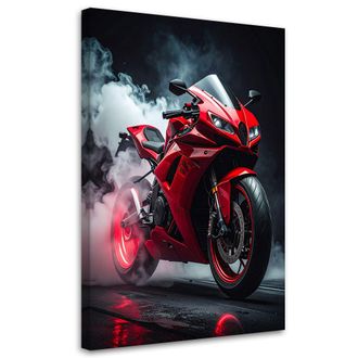 Feeby Cuadro Sobre Lienzo, Motociclista Rojo, 80x120