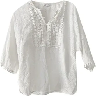 Andrew Gn Broderie Anglaise White Blouse Size L