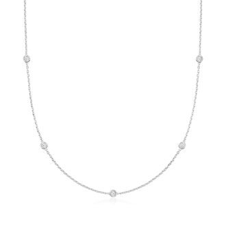 Ross-Simons Lab-Grown Diamond Station Necklace in Sterling Silver