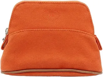 Herm&egrave;s Orange Canvas Pouch (Pre-Owned)