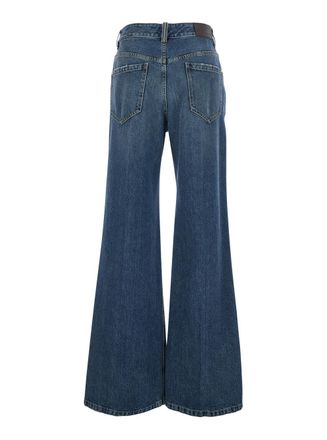 Brunello Cucinelli Womens Jeans With Monil Detail, Blue Denim