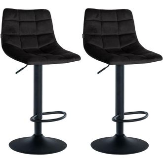Clp Clp - Juego De 2 Taburetes De Bar Jerry En Terciopelo Negro Negro